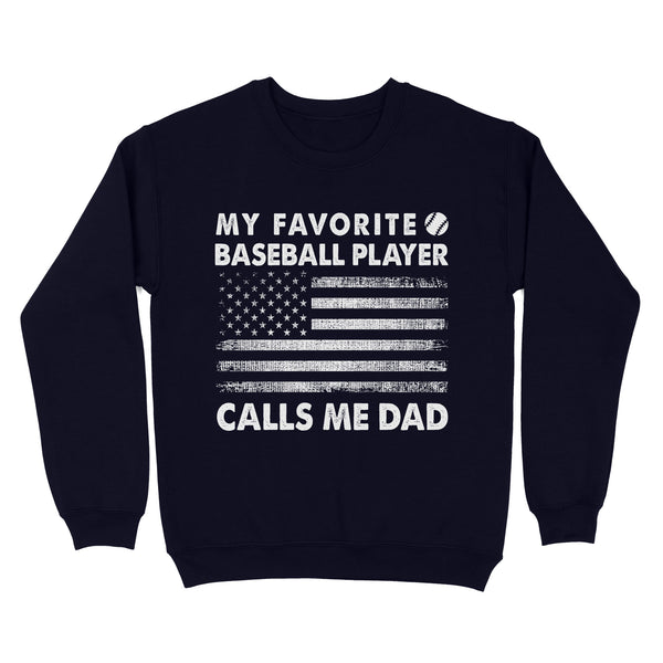 Mens Proud Baseball Dad American Flag Sports T-Shirt | My Favorite Baseball Player Calls Me Dad | NS95 Myfihu