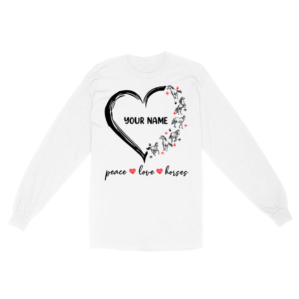Peace love horses tattoo customized name horse shirt for girl, horse shirts D06 NQS2908 - Standard Long Sleeve