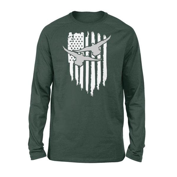 Duck Hunting American Flag Clothes, Shirt for Hunting - Standard Long Sleeve