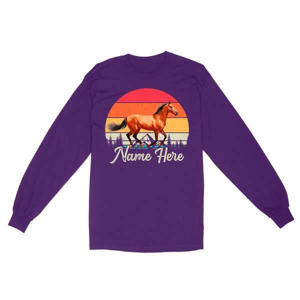 Custom Photo and name Horse retro Shirt, Horse Riding Shirt, Gift for Horse Lover D03 NQS3244 Long Sleeve