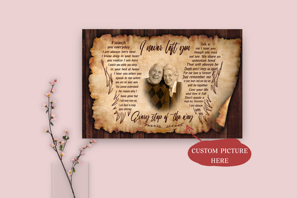 Personalized Canvas| I Never Left You Wall Art Decor| Memorial Canvas| Sympathy Gifts for Family, Home Decoration| Custom Canvas Ready to Hang| Gift for Father's day, Christmas & New Year| T01