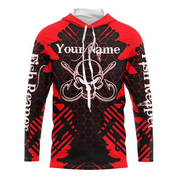 Fish Reaper Skull Custom Long Sleeve performance Fishing Shirts, Skull Fishing jerseys TMTS070