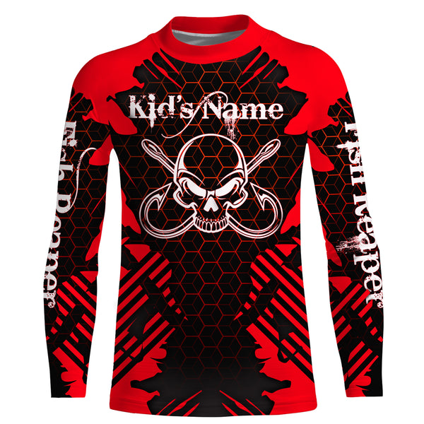 Fish Reaper Skull Custom Long Sleeve performance Fishing Shirts, Skull Fishing jerseys TMTS070