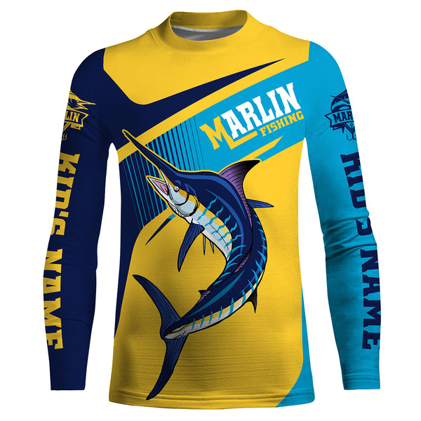 Marlin Fishing Custom Long Sleeve performance Fishing Shirts, Marlin Fishing jerseys HVFS004