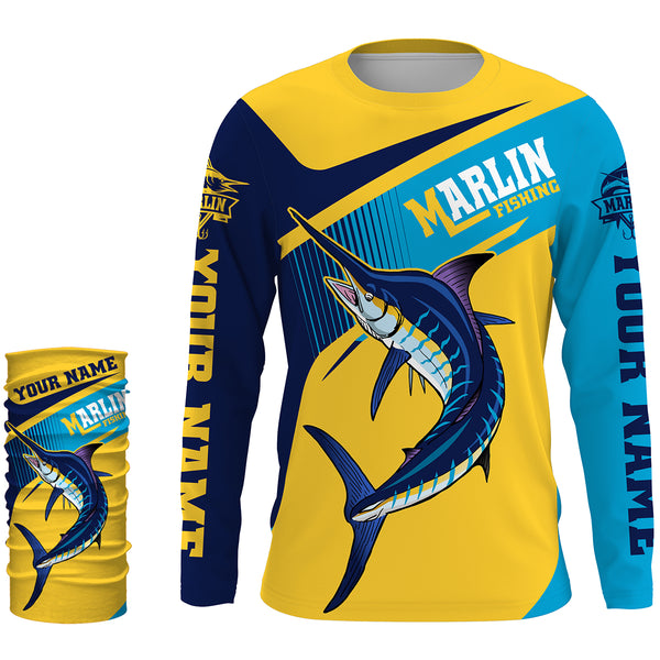 Marlin Fishing Custom Long Sleeve performance Fishing Shirts, Marlin Fishing jerseys HVFS004