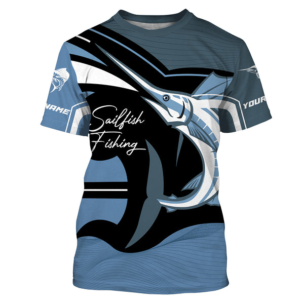 Sailfish Fishing Custom Long Sleeve performance Fishing Shirts, Sailfish Fishing jerseys | blue -HVFS011
