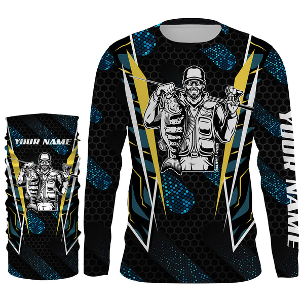 Vintage Fisherman Custom Name Long Sleeve Performance Fishing Sun Protection UV Shirts TTN86