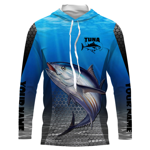 Tuna Fishing Blue Ocean Custom Long Sleeve Performance Fishing Shirts UV Protection Fishing Apparel TTN76