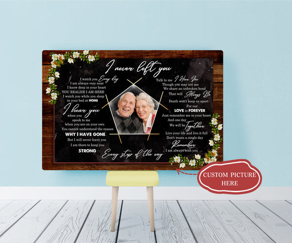 Personalized Canvas| I Never Left You Wall Art Decor| Memorial Canvas| Sympathy Gifts for Family, Home Decoration| Custom Canvas Ready to Hang| Gift for Mother's day, Father's day, Christmas & New Year| T37