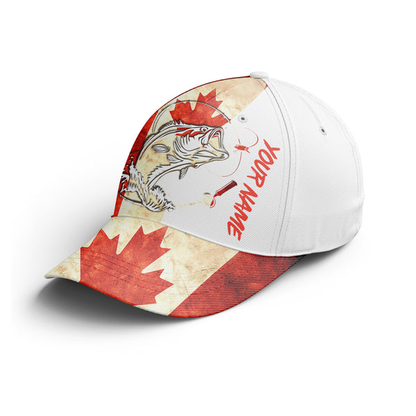 Canada flag Bass Fishing Adjustable Mesh Fishing Baseball Trucker Angler hat cap, personalized Fishing gifts IPHW2977