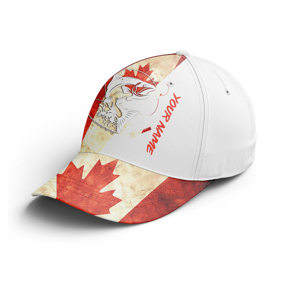 Canada flag Salmon Fishing Adjustable Mesh Fishing Baseball Trucker Angler hat cap, personalized Fishing gifts IPHW2978