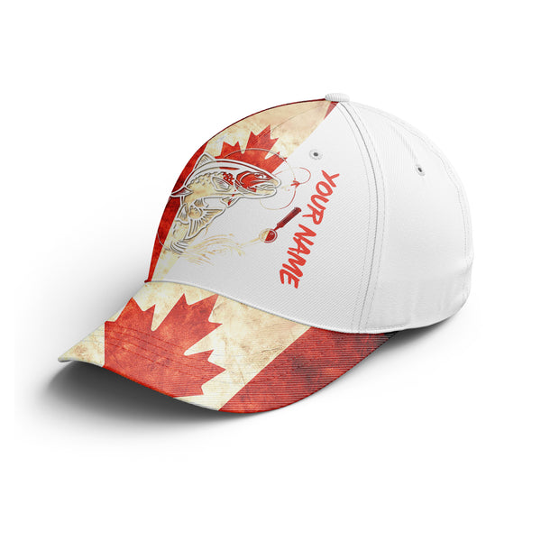Canada flag Trout Fishing Adjustable Mesh Fishing Baseball Trucker Angler hat cap, personalized Fishing gifts IPHW2979