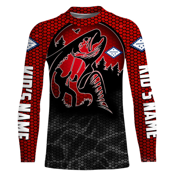 Custom Trout Fishing Shirts, Trout fly fishing in Arkansas Long sleeve Fishing Shirt IPHW3181