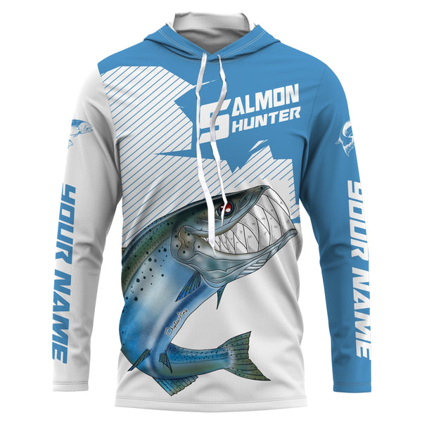 Angry Chinook King Salmon Custom Long sleeve Fishing Shirts, Salmon hunter Fishing jerseys IPHW3319