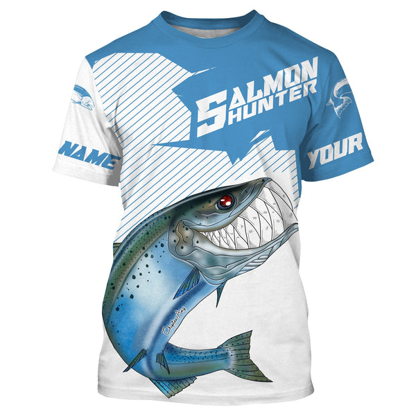 Angry Chinook King Salmon Custom Long sleeve Fishing Shirts, Salmon hunter Fishing jerseys IPHW3324