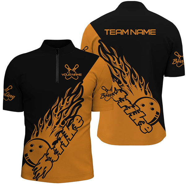 Custom Bowling Shirts For Men, Bowling Team Shirts Bowling Strike | Orange IPHW5171