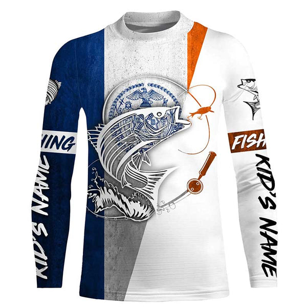 New York Striped Bass Fishing tattoo Custom Long sleeve Fishing Shirts, NY Striper Fishing gifts IPHW3546