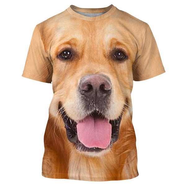 Golden Retriever Dog face photo All over print Shirts, Dog Shirts for humans IPHW2574