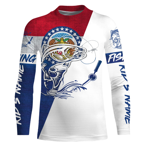 Personalized Missouri Trout Long sleeve performance Fishing Shirts, Trout tournament fishing shirts IPHW3143