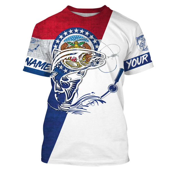 Personalized Missouri Trout Long sleeve performance Fishing Shirts, Trout tournament fishing shirts IPHW3143
