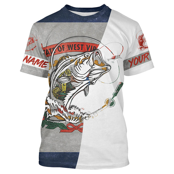 West Virginia Flag Bass Long Sleeve Fishing Shirts, Wv Bass Tournament Shirts IPHW3967