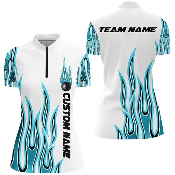 Personalized Flame Bowling Shirts For Women, Bowling Ball Custom Bowling Team Shirt IPHW4982