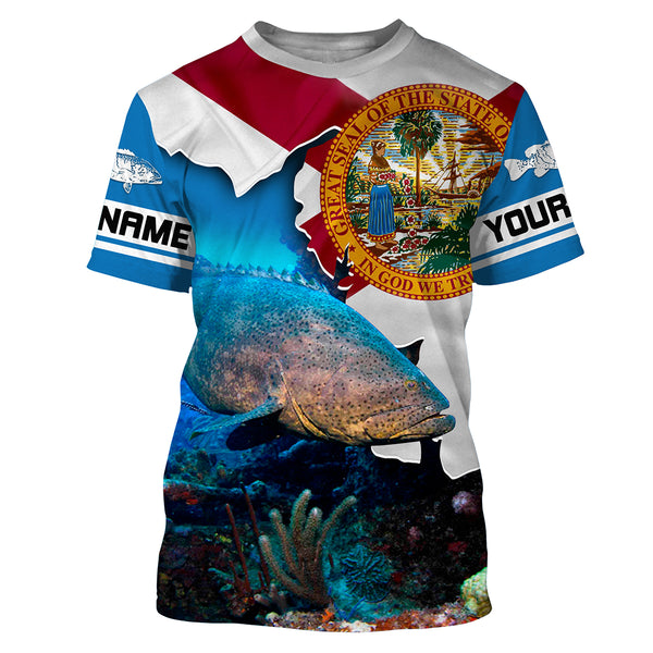Forida Goliath Grouper Custom Long Sleeve performance Fishing Shirts, pride Florida Flag Fishing jerseys - IPHW1827