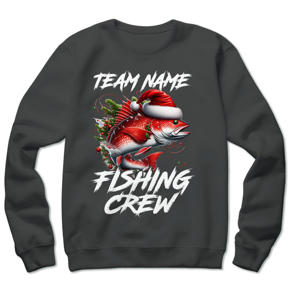 Custom Christmas Redfish Fishing Team Shirts, Red Drum Fishing Crew Sweatshirt, Christmas Fishing Gifts IPHW5663