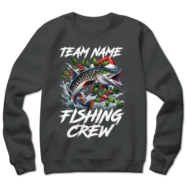 Custom Christmas Musky Fishing Team Shirts, Muskie Fishing Crew Sweatshirt, Christmas Fishing Gifts IPHW5665