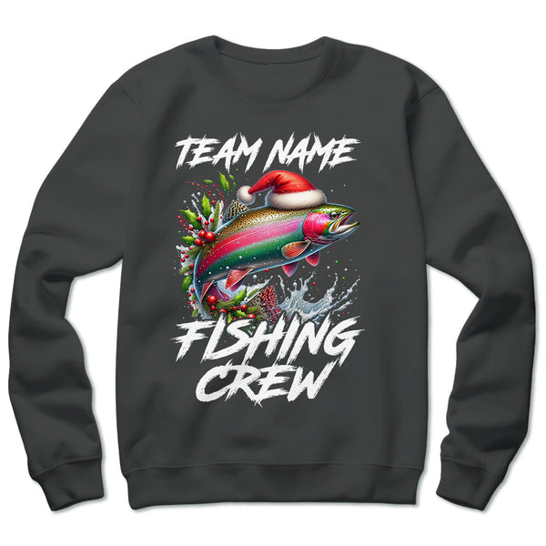 Custom Christmas Rainbow Trout Fishing Team Shirts, Trout Fishing Crew Sweatshirt Fishing Gifts IPHW5667