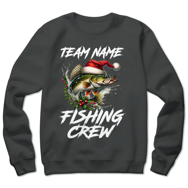 Custom Christmas Walleye Fishing Team Shirts, Walleye Fishing Crew Sweatshirt, Christmas Fishing Gifts IPHW5668
