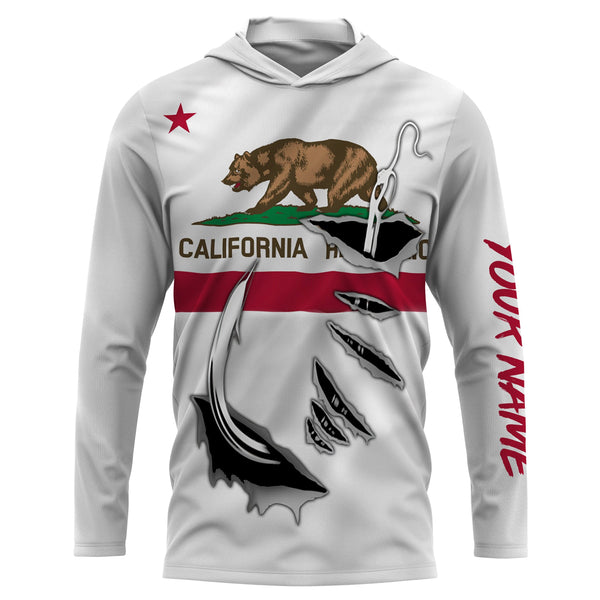 California Fishing hooks Custom Long Sleeve Fishing Shirts, California Flag Fishing jerseys IPH1904