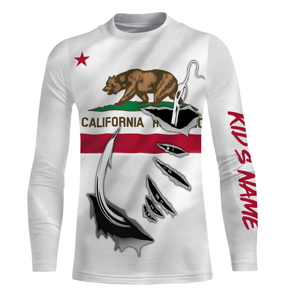 California Fishing hooks Custom Long Sleeve Fishing Shirts, California Flag Fishing jerseys IPH1904