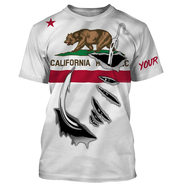 California Fishing hooks Custom Long Sleeve Fishing Shirts, California Flag Fishing jerseys IPH1904