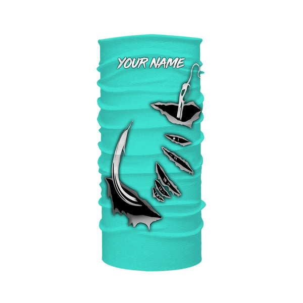 Fish hook Custom Turquoise blue Long Sleeve performance Fishing Shirts Fishing jerseys - IPHW1490