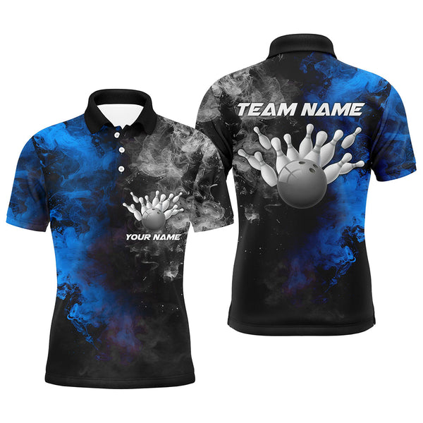 Custom Multi-Color Smoke Bowling Team Shirts For Men And Women, Bowling Polo/ Quarter-Zip Shirts For Bowlers IPHW5931
