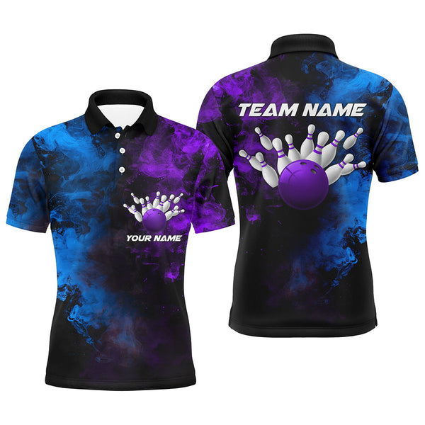 Custom Multi-Color Smoke Bowling Team Shirts For Men And Women, Bowling Polo/ Quarter-Zip Shirts For Bowlers IPHW5931