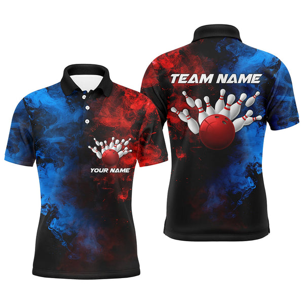 Custom Multi-Color Smoke Bowling Team Shirts For Men And Women, Bowling Polo/ Quarter-Zip Shirts For Bowlers IPHW5931