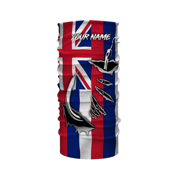 Hawaii State Fishing Custom Hawaiian Flag 3D Fish Hook UV Protection Long sleeve UPF 30+ personalized fishing apparel gifts - IPHW511