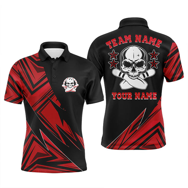 Custom Skull Bowling Shirts For Men And Women, Skull Bowling Team Jerseys | Red IPHW4497