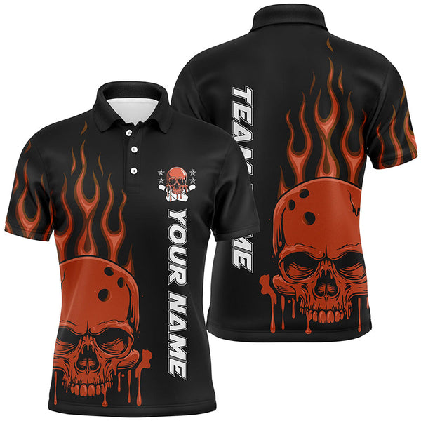 Personalized Skull Bowling Shirt For Men, Women And Kids, Custom Team'S Name Flame Bowler Jerseys IPHW5916