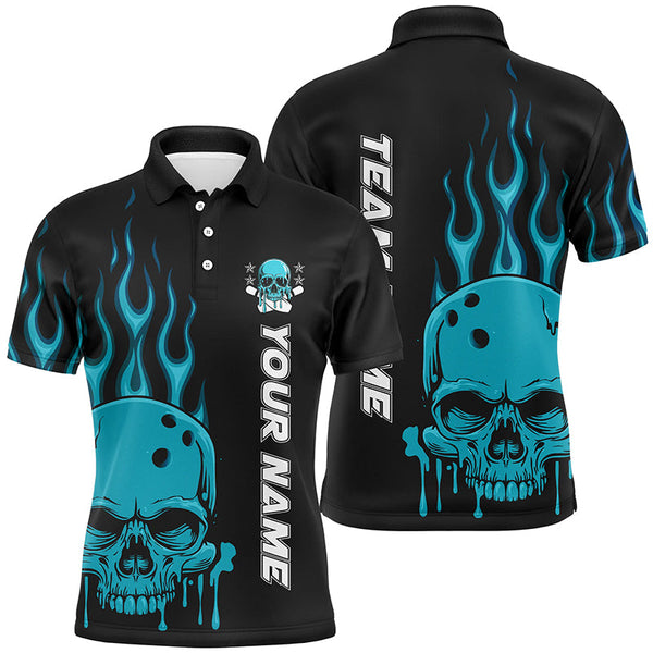 Personalized Skull Bowling Shirt For Men, Women And Kids, Custom Team'S Name Flame Bowler Jerseys IPHW5916