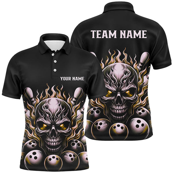 Multi-Color Custom Skull Bowling Shirts For Men And Women, Unisex Flame Bowling Team Shirts For Bowlers IPHW5926