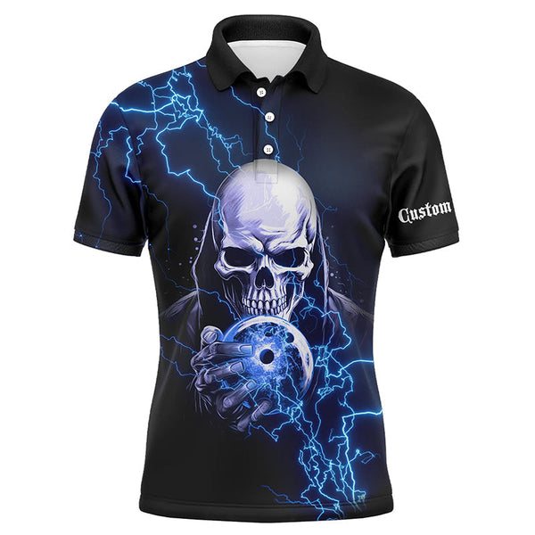 Blue Thunder Skull Custom Bowling Team Shirts For Men And Women Team Bowling Jerseys Bowlers IPHW5512