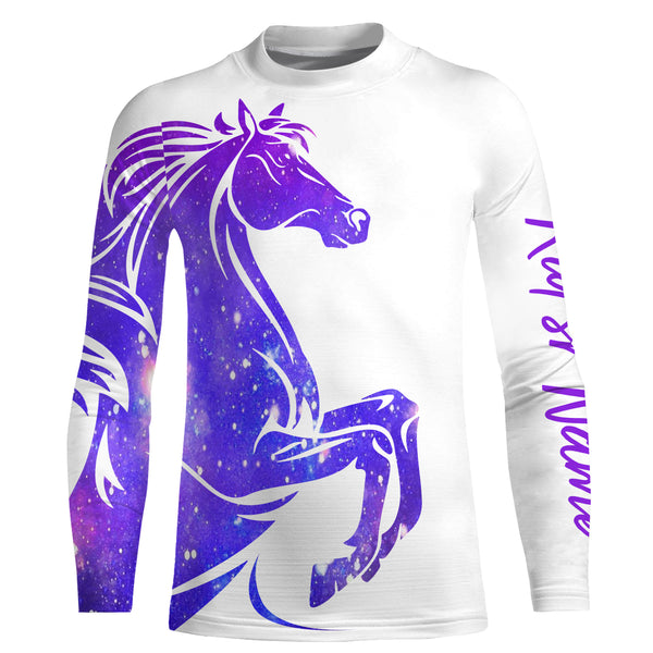 Love Horse Country girls purple galaxy Custom All over print Shirts, personalized horse shirt for girl, gift for horse lovers - NQS2689