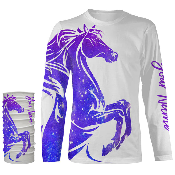 Love Horse Country girls purple galaxy Custom All over print Shirts, personalized horse shirt for girl, gift for horse lovers - NQS2689