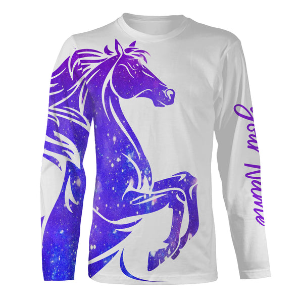 Love Horse Country girls purple galaxy Custom All over print Shirts, personalized horse shirt for girl, gift for horse lovers - NQS2689