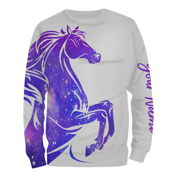 Love Horse Country girls purple galaxy Custom All over print Shirts, personalized horse shirt for girl, gift for horse lovers - NQS2689