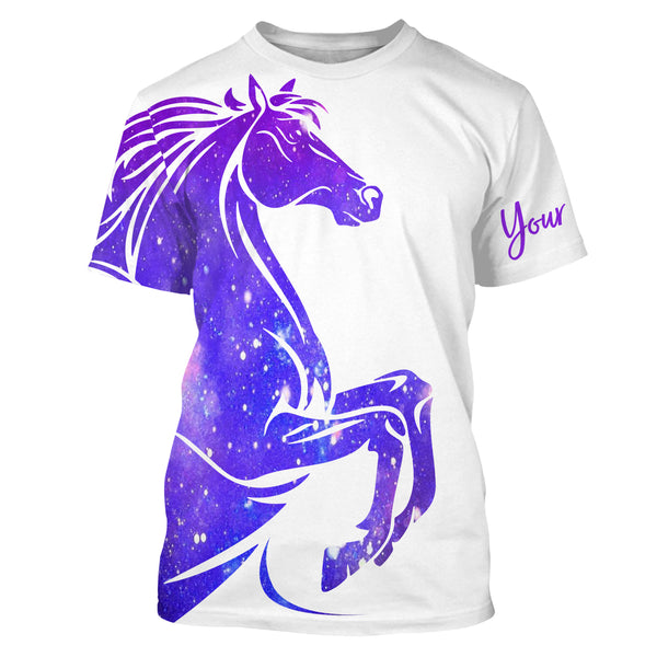 Love Horse Country girls purple galaxy Custom All over print Shirts, personalized horse shirt for girl, gift for horse lovers - NQS2689