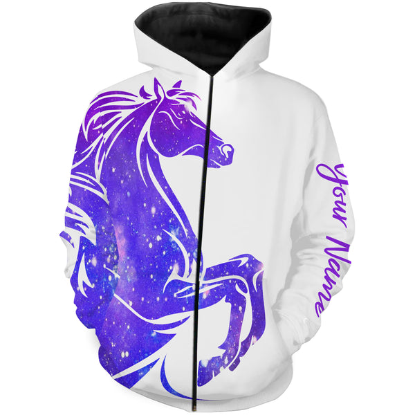 Love Horse Country girls purple galaxy Custom All over print Shirts, personalized horse shirt for girl, gift for horse lovers - NQS2689